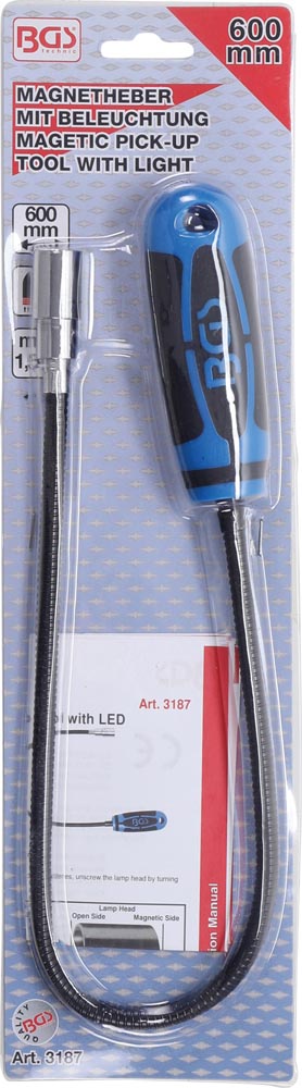 BGS 3187 Flexibele magneet met LED lamp | 600 mm | Capaciteit 1,5 kg