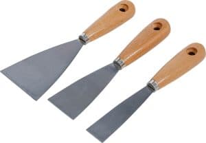 BGS 85218 Plamuurmessen set | Houten handvat | 30 / 50 / 80mm | 3 stuks