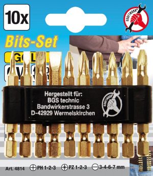 BGS 4814 Bitset | Goudkleurig | 6,3 mm (1/4") aandrijving | 10-delig