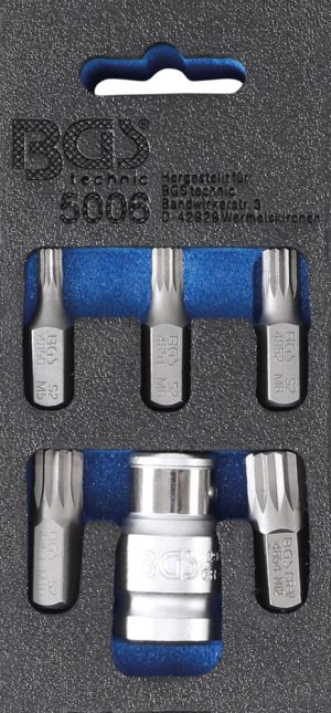 BGS 5006 Schroevendraaier bit set | 10 mm (3/8") zeskantaandrijving | Spline (voor XZN) | 6-delig