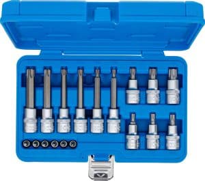BGS 5173 Bitdoppen set | 66,3 mm (1/4") / 12,5 mm (1/2") aandrijving | Torx | 18-delig