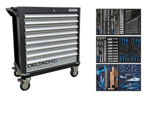 DELTACH 525100 Gereedschapswagen D2-XL, 3 laden gevuld, 227dlg