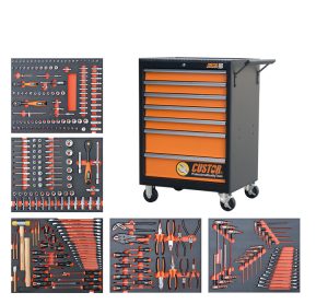 CUSTOR CTB99069 Gereedschapswagen COMPACT, 5 laden gevuld in FOAM