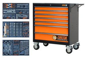 CUSTOR CTB99071 Gereedschapswagen KING SIZE, 3 laden gevuld