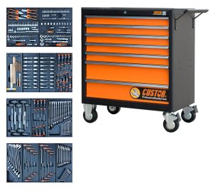 CUSTOR CTB99074 Gereedschapswagen KING SIZE, 4 laden gevuld