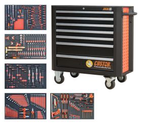 CUSTOR CTB99089 Gereedschapswagen KING SIZE DE LUXE, 5 laden gevuld in FOAM
