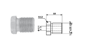 Remleidingnippel 1/2"X20UNF - KON.TYP30