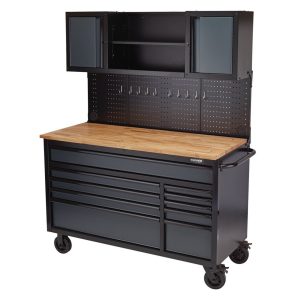 BUNKER D08242 BUNKER Gereedschapswagen / werkbank met achterwand 142cm, grijs