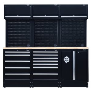 BUNKER D04411 Modulaire opbergcombinatie met hardhouten werkblad, 14dlg