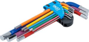 BGS 74455 Haakse L-sleutels gekleurd | Lang | Inbus | 9-delig