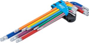 BGS 74465 Haakse L-sleutels gekleurd | Lang | Resistorx kogelkop T10 - T50 | 9-delig