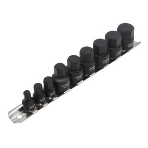 ASTA A-1Z9S Krachdoppen set Inbus | Inch | Extra kort | 1/4", 3/8" | 9-delig