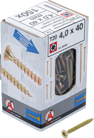 BGS-88003 Multifunctionele schroeven | T-Star (voor Torx) T20 | 4,0 x 40 mm | 150 stuks