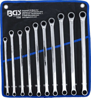 BGS 7239 Ringsleutel set met ratelfunctie | extra lang | 10 - 19 mm | 10-delig