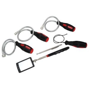 WT-200-10 Flexibele en telescopische magnetische houder en inspectiespiegel set | 6-delig