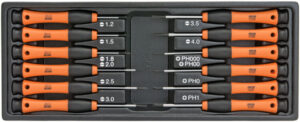 CUSTOR CSD82112S Micro schroevendraaierset, 12dlg (plat+PH), S-Module