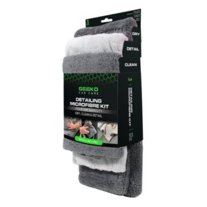 GECKO 687921 Detailing Microfiber Kit | Dry, Clean & Detail | 3-delig