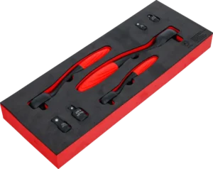 BGS 72122 Handratel set met composiet handvat | 1/4", 3/8", 1/2" | Fijnvertand | 7-delig