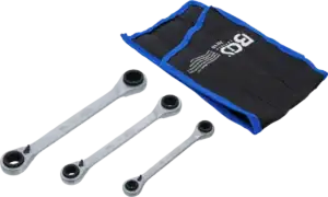 BGS 74718 Dubbele Ratelringsteeksleutelset | Omschakelbaar | 4-in-1 | 3-delig