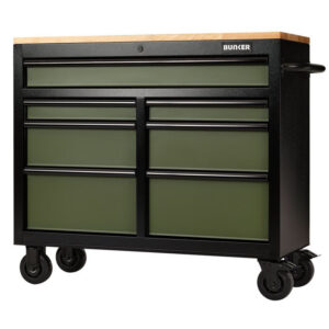 BUNKER D27209 Verrijdbare Werkbank en Gereedschapswagen | 7 Laden | 104cm | Groen