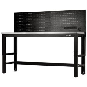 BUNKER D28099 Werkbank met Geïntegreerd Power-Gatenbord | 1830 mm | RVS werkblad