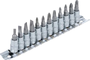 BGS 2163 Bit-Dopsleutelset op Rail | Sleuf (SL) & Kruiskop (PH / PZ) | 1/4" | 12-delig