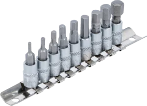 BGS 2749 Bit-Dopsleutelset op Rail | Binnenzeskant Engelse Maten (Inbus Inch) | 1/4" | 9-delig