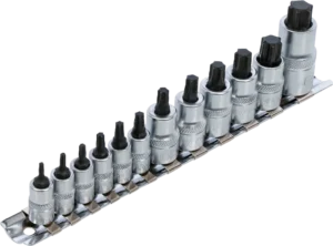 BGS 5098 Bit-Dopsleutelset op Rail | Extra Kort | T-Profiel (voor Torx) | 1/4", 3/8" & 1/2" | 12-delig