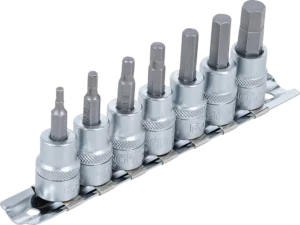 BGS 5104 Bit-Dopsleutelset op Rail | Binnenzeskant Engelse Maten (Inbus Inch) | 3/8" | 7-delig