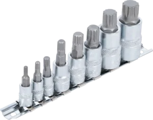 BGS 5105 Bit-Dopsleutelset op Rail | Veeltand (voor XZN) | 1/4", 3/8" & 1/2" | 8-delig