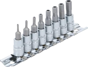 BGS 5156 Bit-Dopsleutelset op Rail | Binnenzeskant met Boring (Inbus Tamperproof) | 1/4" | 8-delig