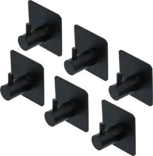 BGS 88240 Handdoeken haken set | Zwart | Zelfklevend | 6 stuks