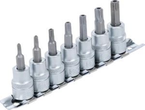 BGS 9341 Bit-Dopsleutelset | T-Profiel met Boring (voor Torx) | 3/8" | 7-delig